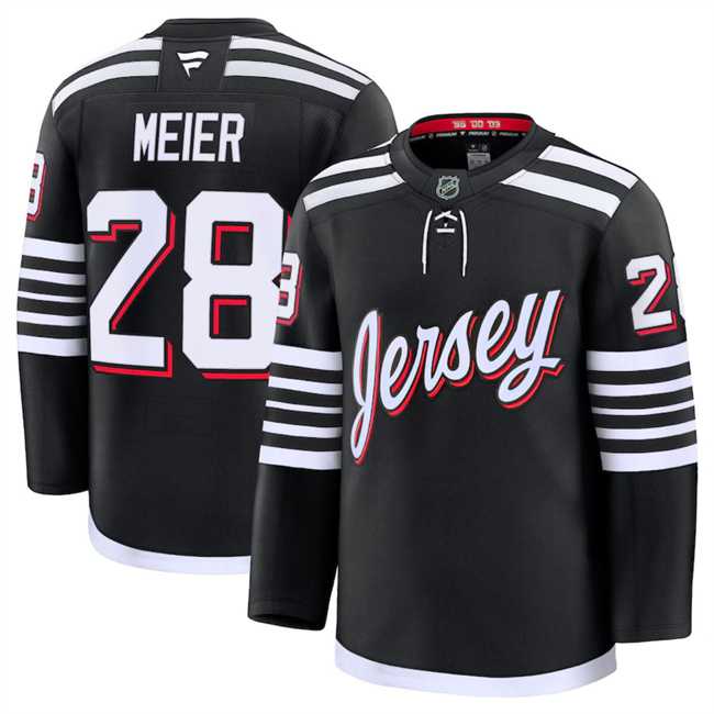 Men%27s New Jersey Devils #28 Timo Meier Black 2024-25 Alternate Stitched Hockey Jersey Dzhi